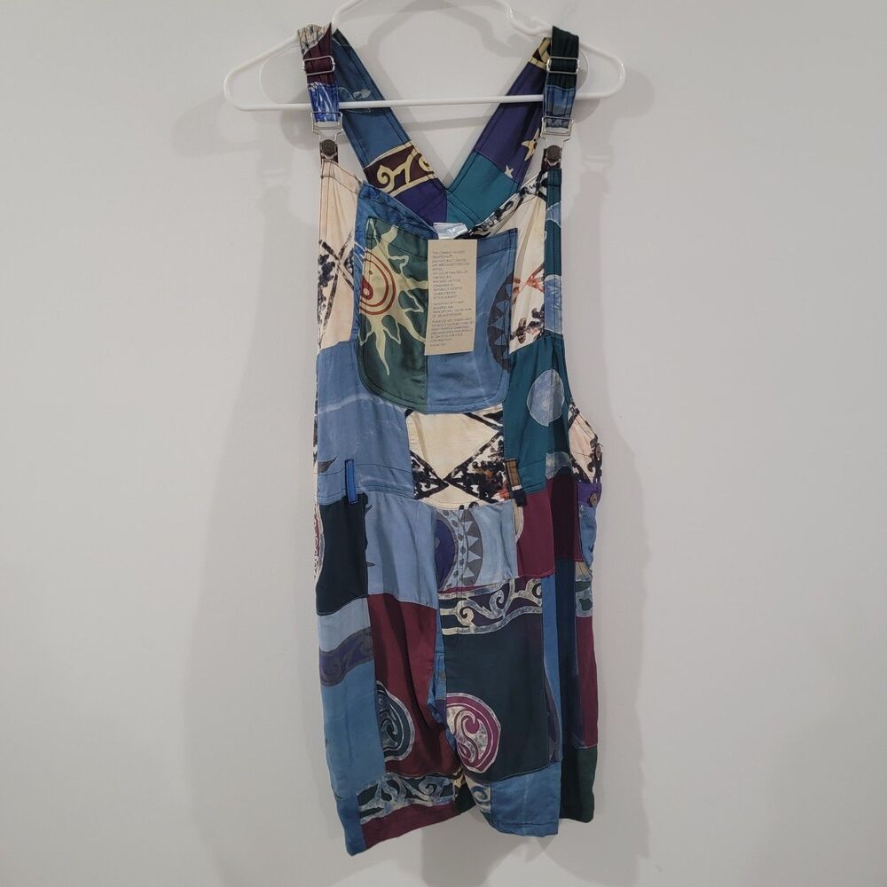 Rey Wear Patchwork‎ Overall Shorts One Size Whimsigoth Witchy Goblin Celestial